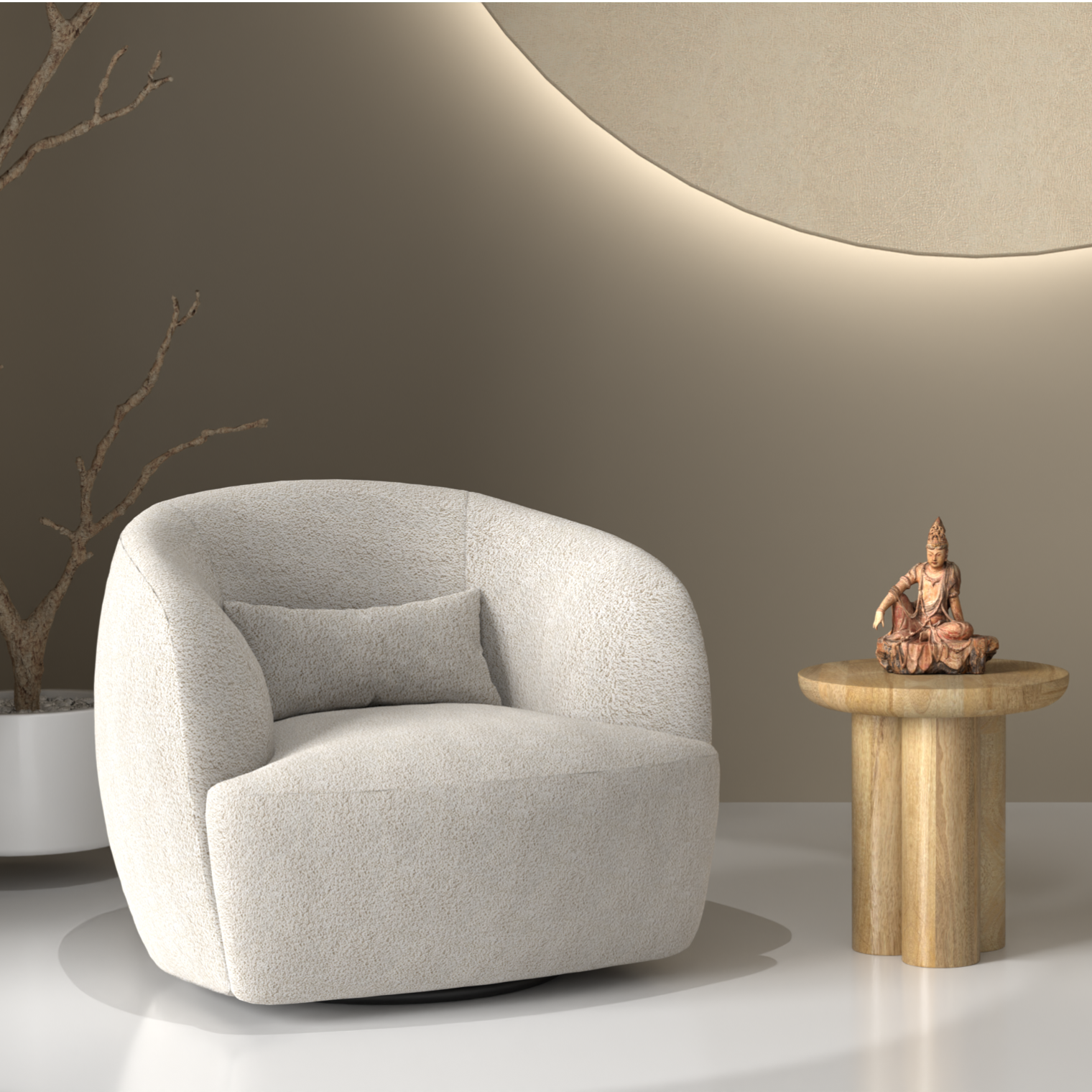 Eden Swivel Chair (Fancy Gray) (Detachable Swivel)