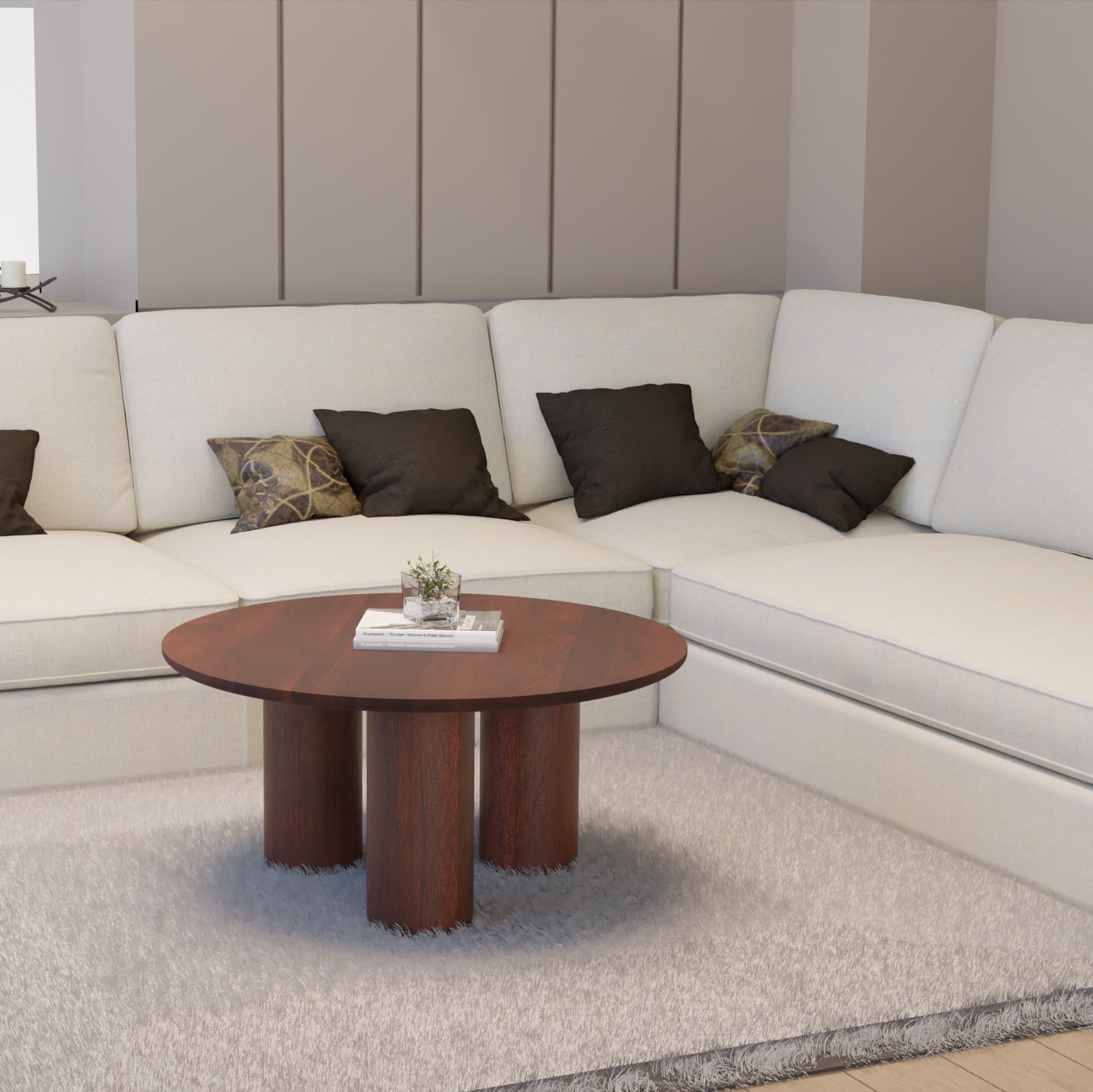 Gaia Round Coffee Table - Mango Walnut (18in Height)
