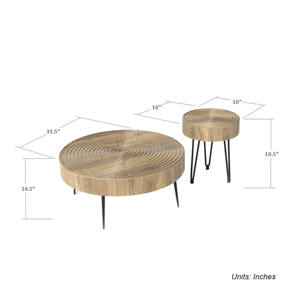 Aspen Round Nesting Coffee Table Set