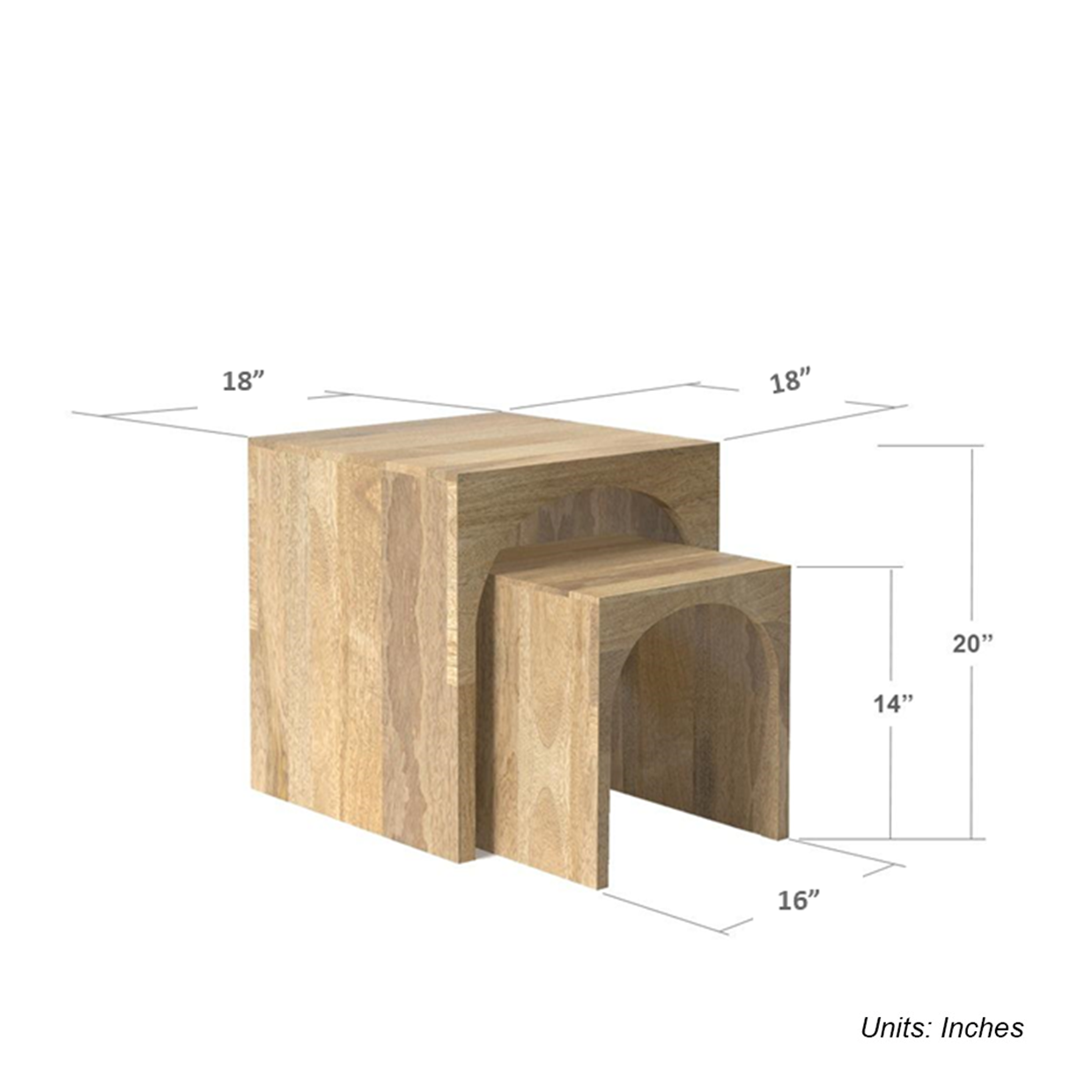 Arch Duo Mango Wood Nesting Tables - Mango Natural Finish