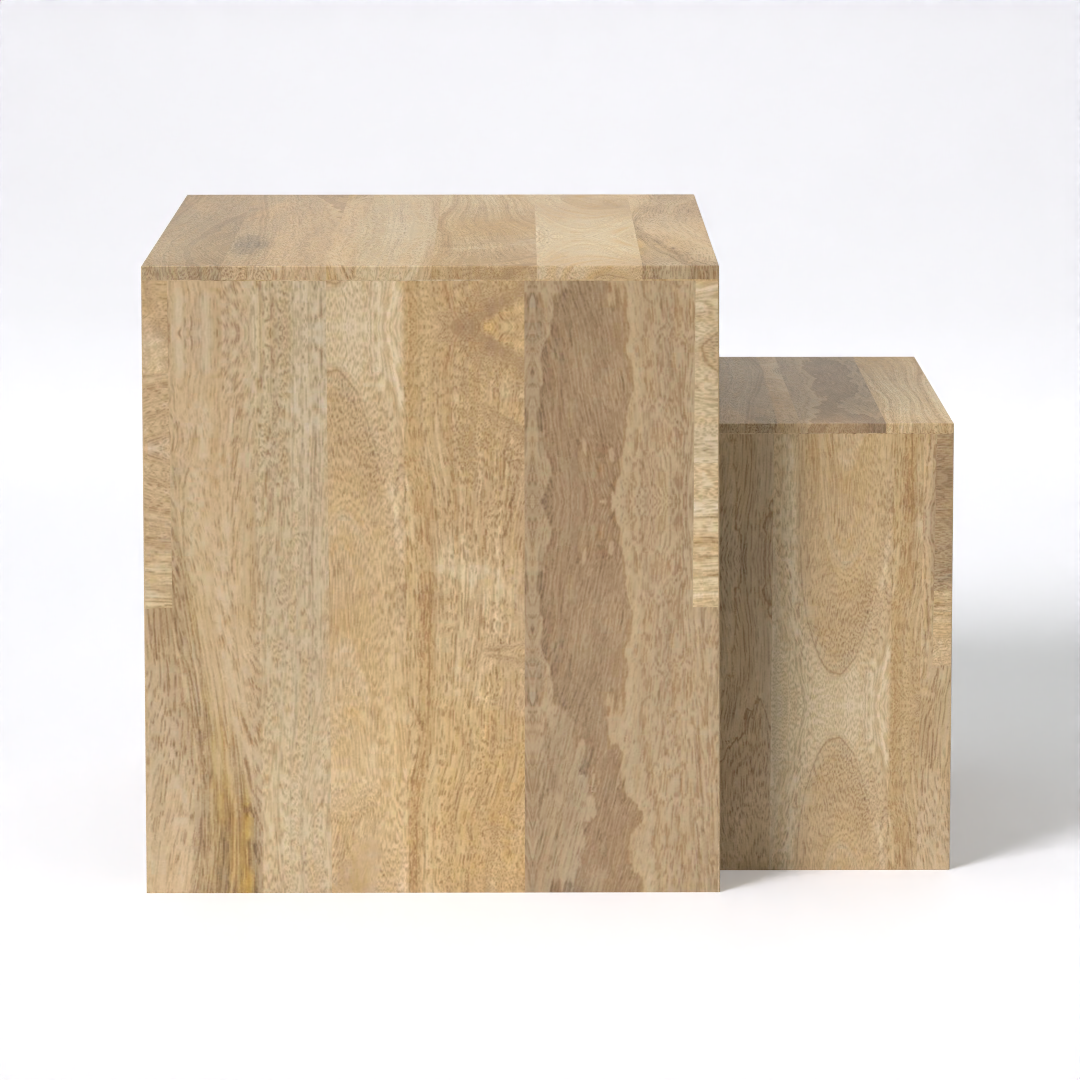 Arch Duo Mango Wood Nesting Tables - Mango Natural Finish
