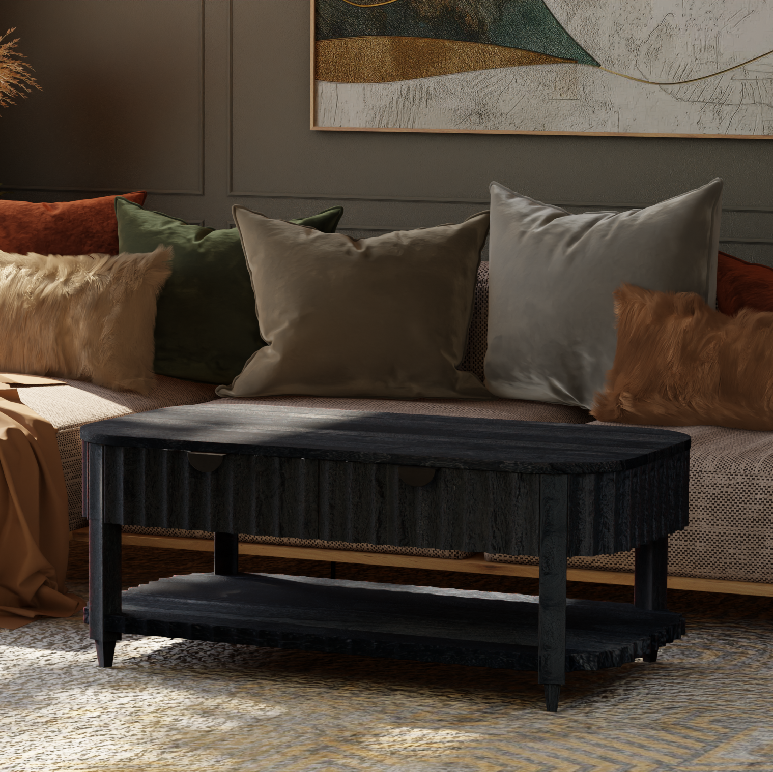 Canalis Coffee Table - Mango Black (Sandblasted)