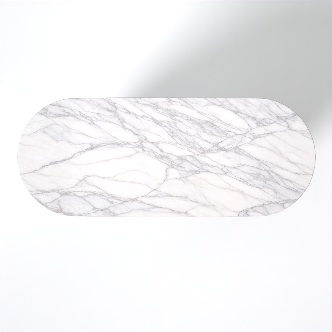 Athena Sideboard (Mango Wood - Black Finish, Marble Top, Metal Legs)