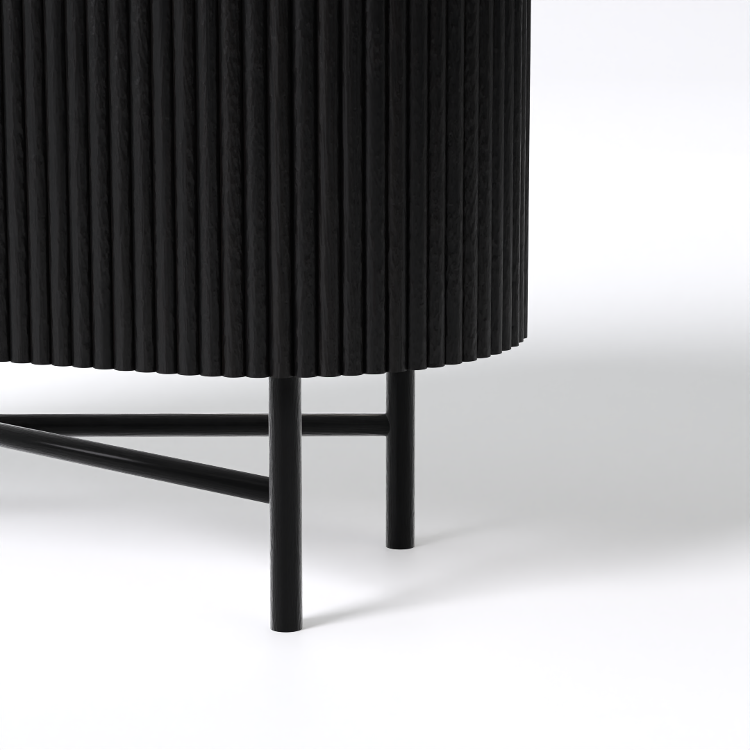 Athena Sideboard (Mango Wood - Black Finish, Marble Top, Metal Legs)