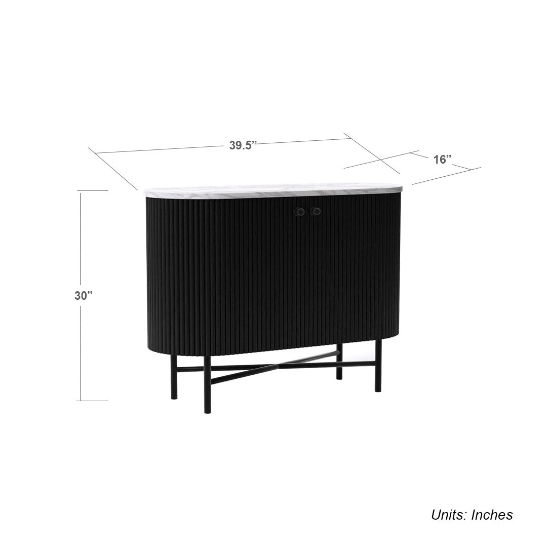 Athena Sideboard (Mango Wood - Black Finish, Marble Top, Metal Legs)