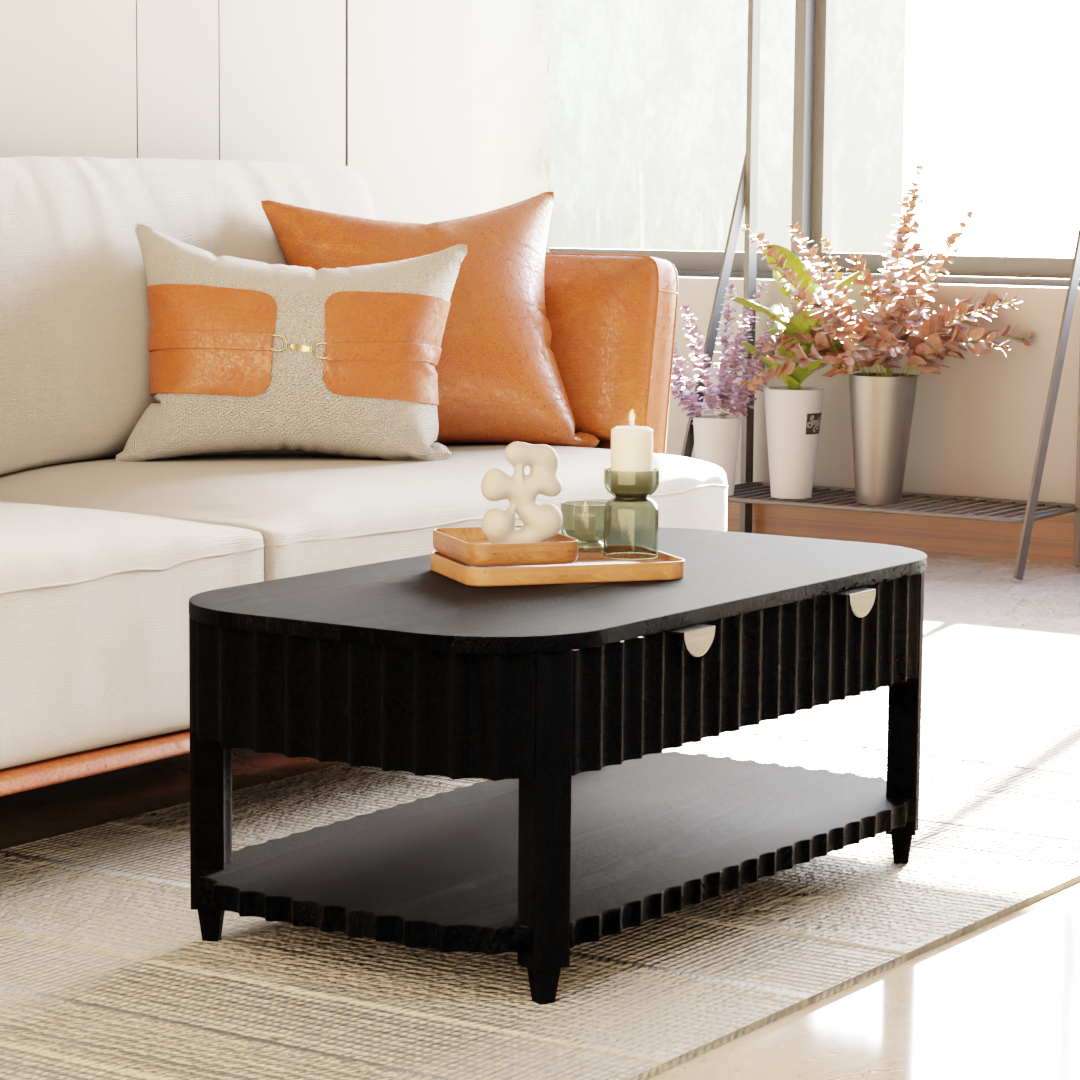 Canalis Coffee Table - Mango Black (Sandblasted)