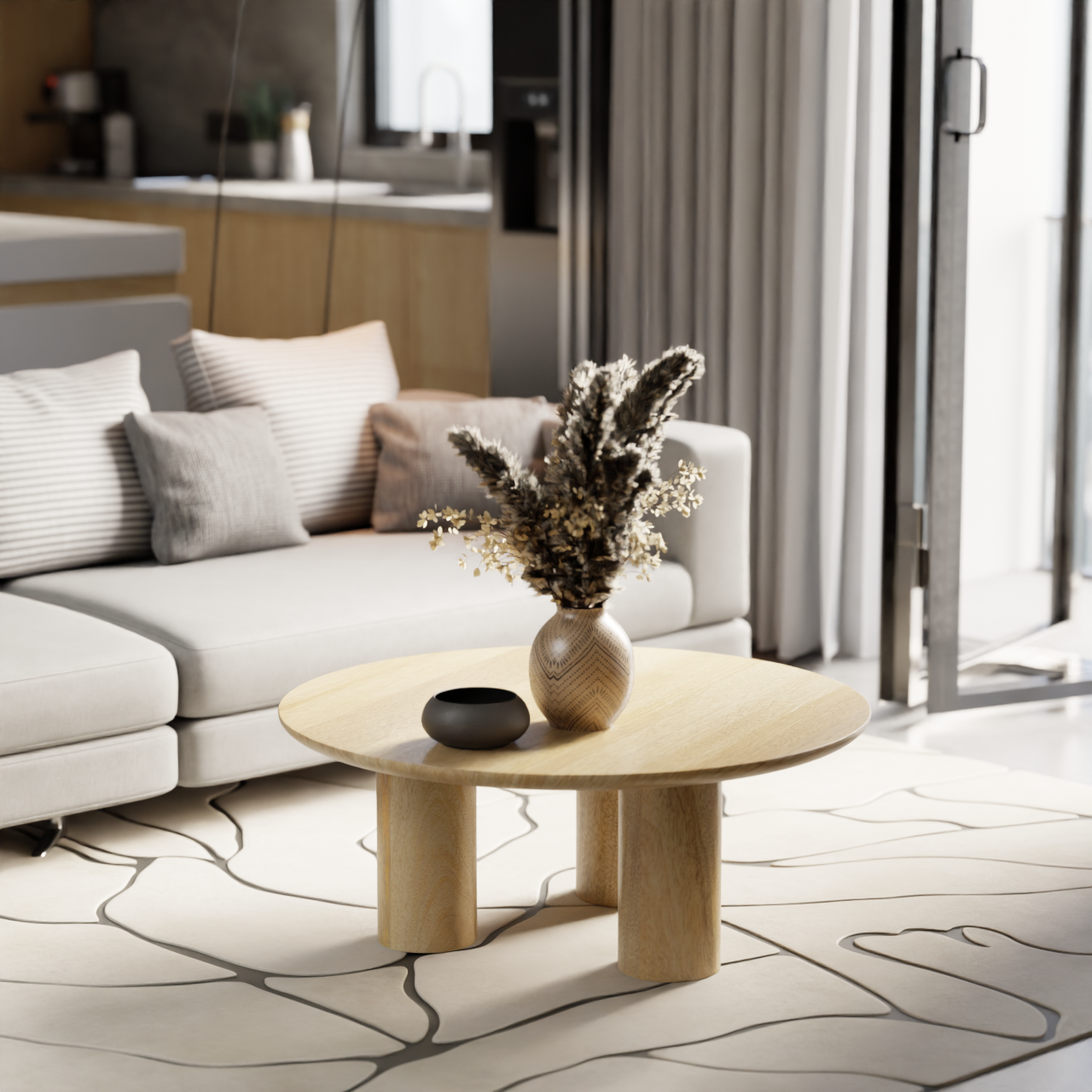 Gaia Round Coffee Table - Mango Natural (15in Height)