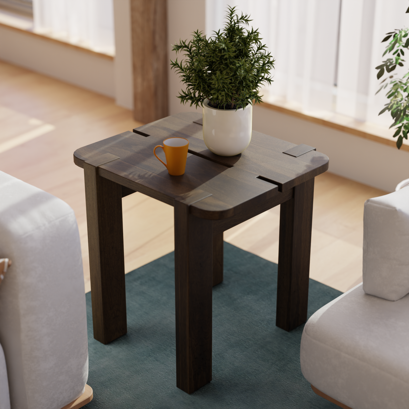 Mocha End Table (Mango Wood - Coffee Finish) for Indoors or Outdoors