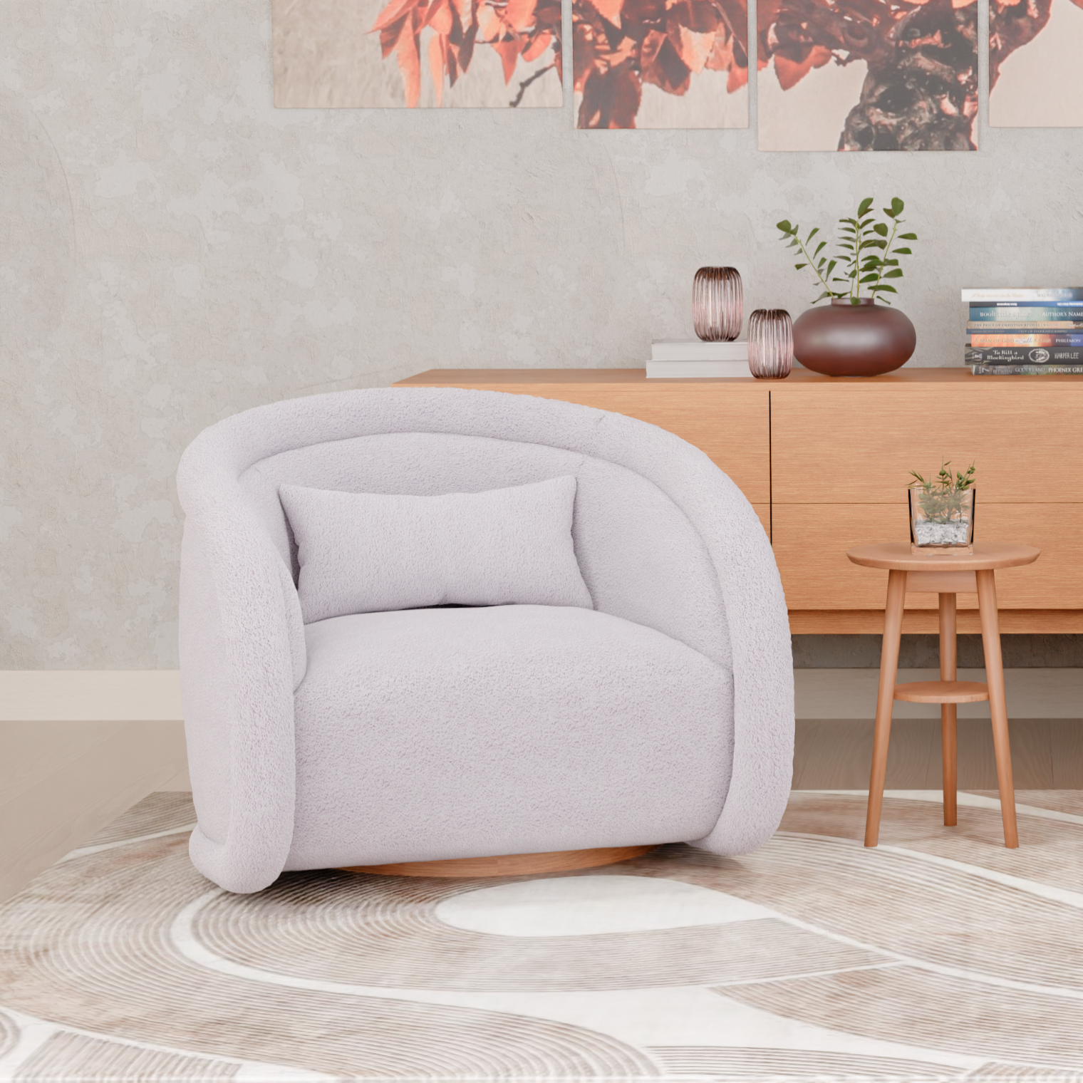 Celeste Swivel Chair (Blush Beige)