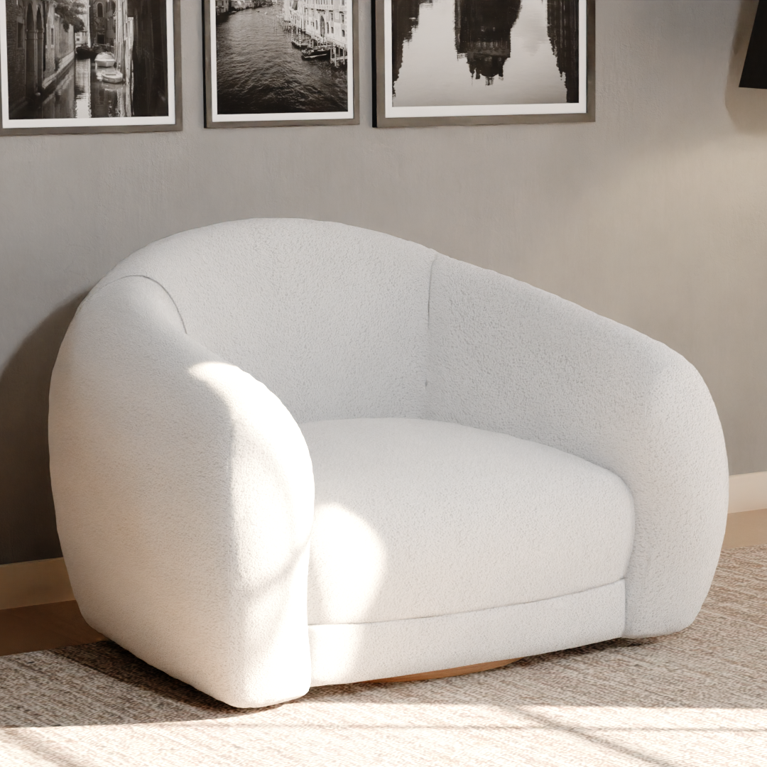 Aura Swivel Chair (Ivory Cream) (Detachable Swivel)