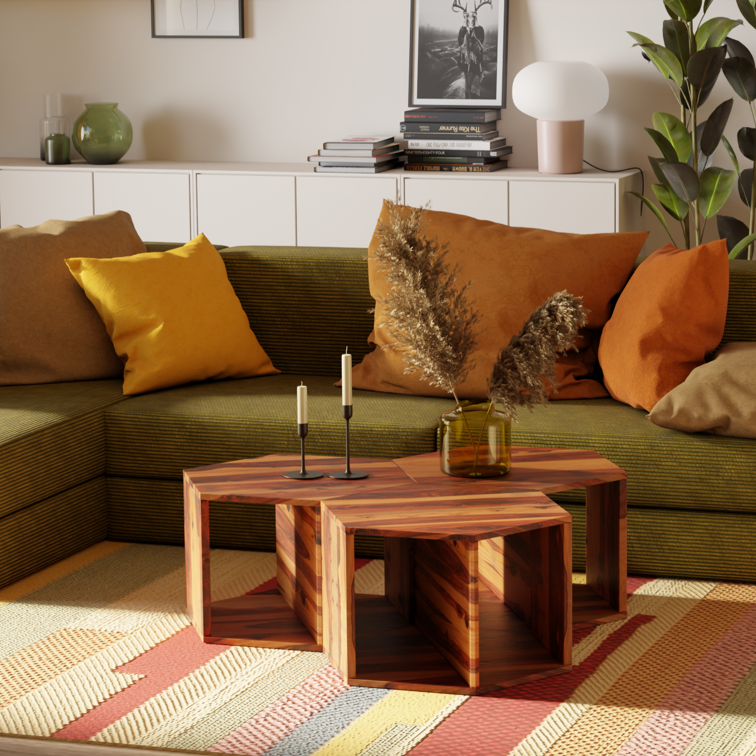 Hexa Hive Coffee Table - 14in Height (Set of 3)