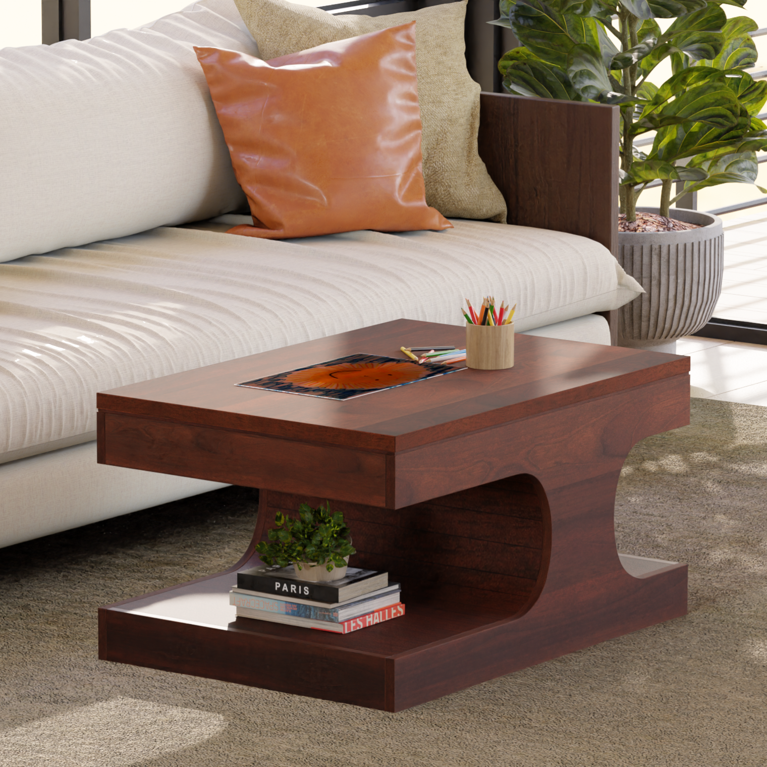 Serengeti Wave Coffee Table - Mango Walnut (18in height)