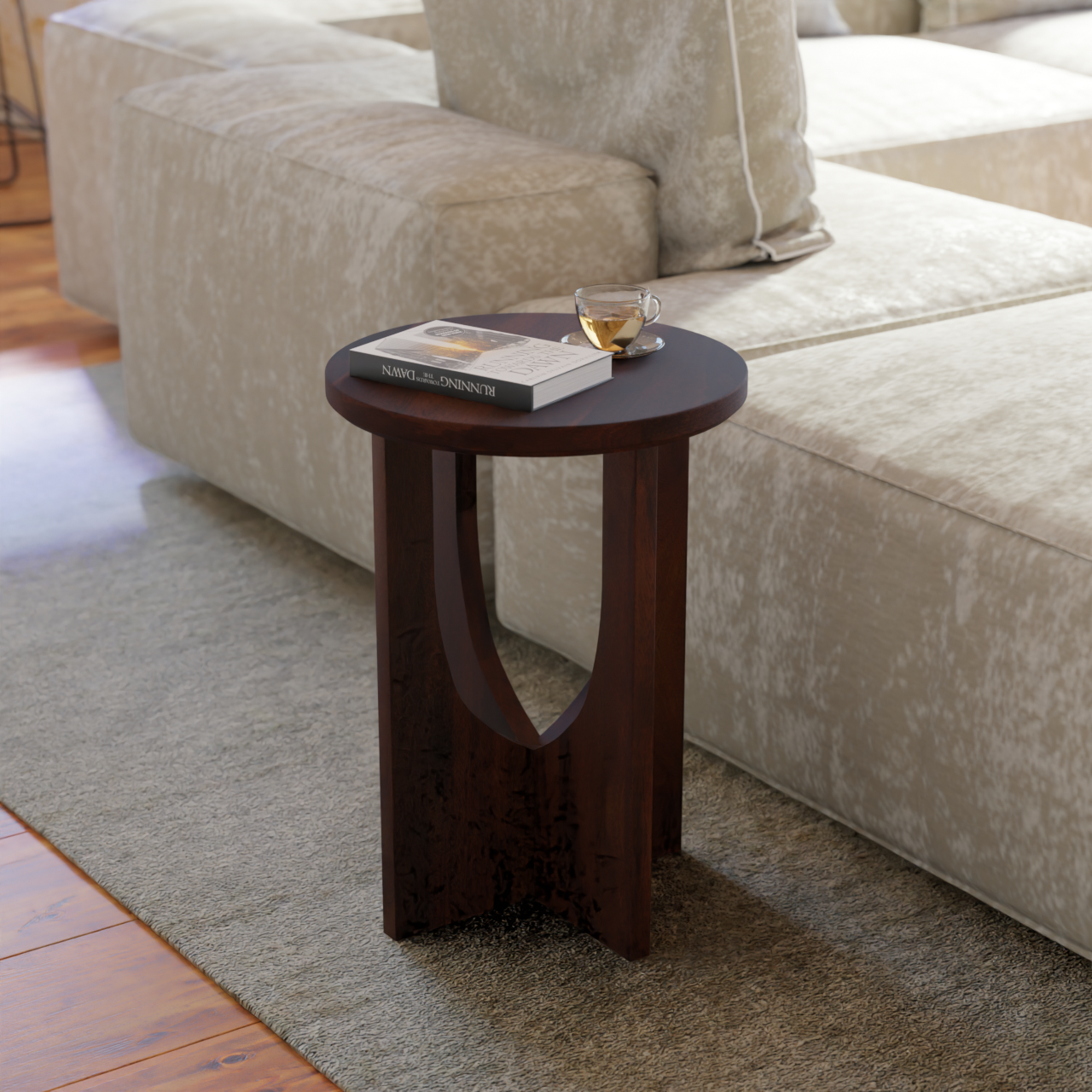 Stupa End Table (Mango wood - Walnut Finish)