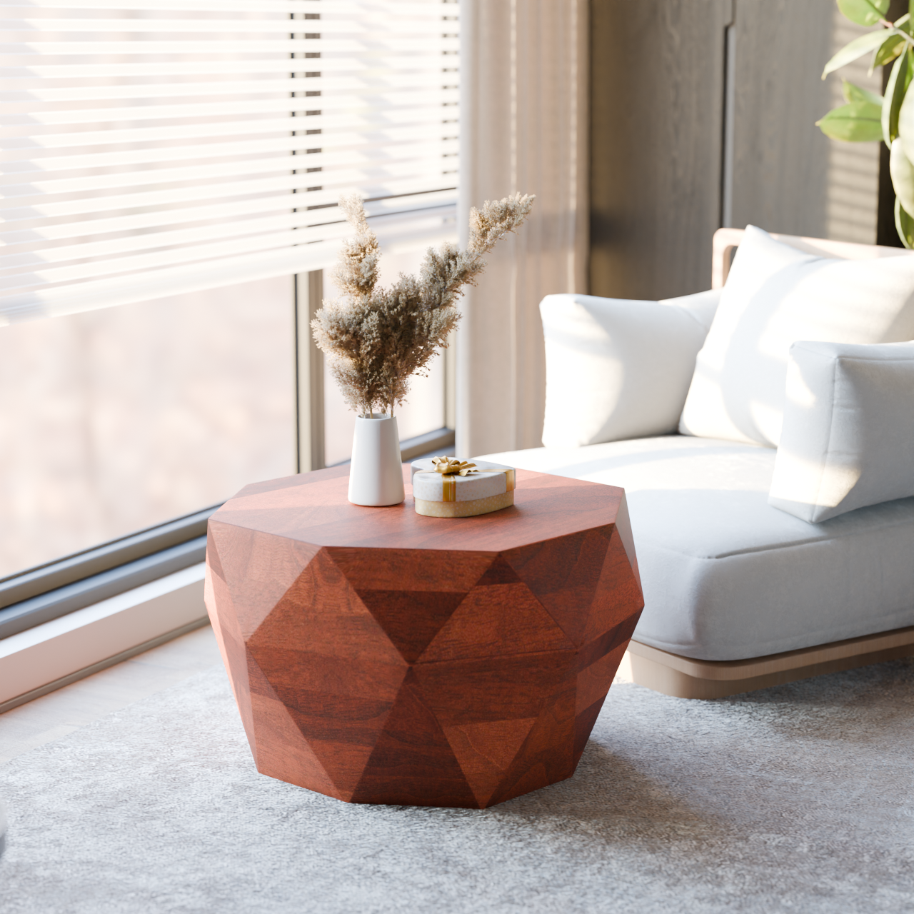 Octavian Coffee Table - Mango Walnut (18in Height)