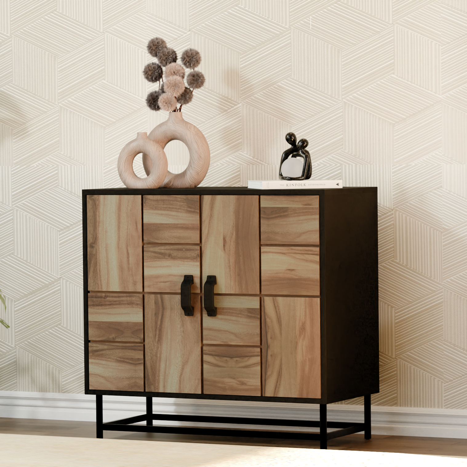 Elemental Sideboard (Acacia Natural with Black Metal Legs)