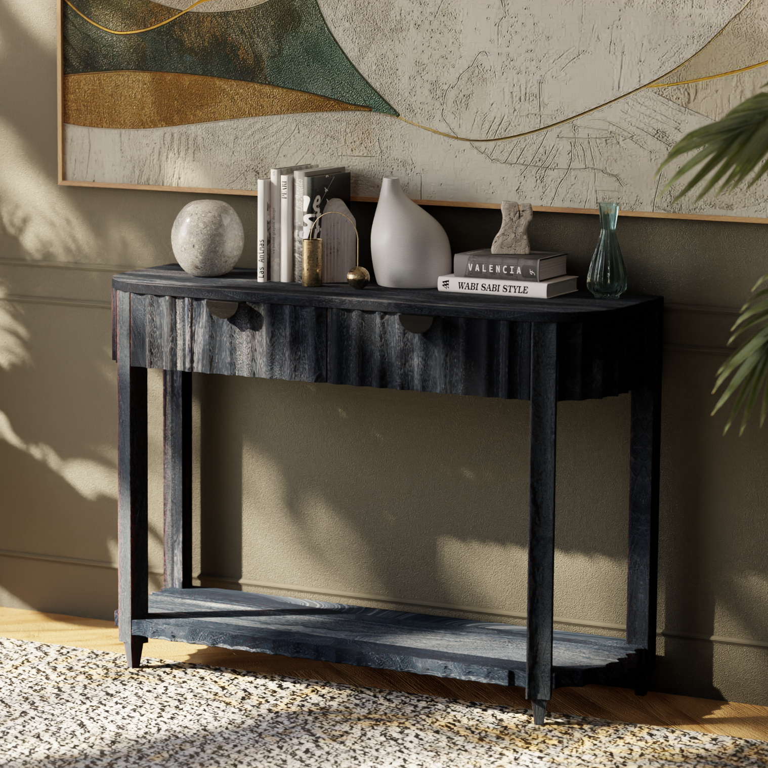 Canalis Console Table - Mango Black (Sandblasted)