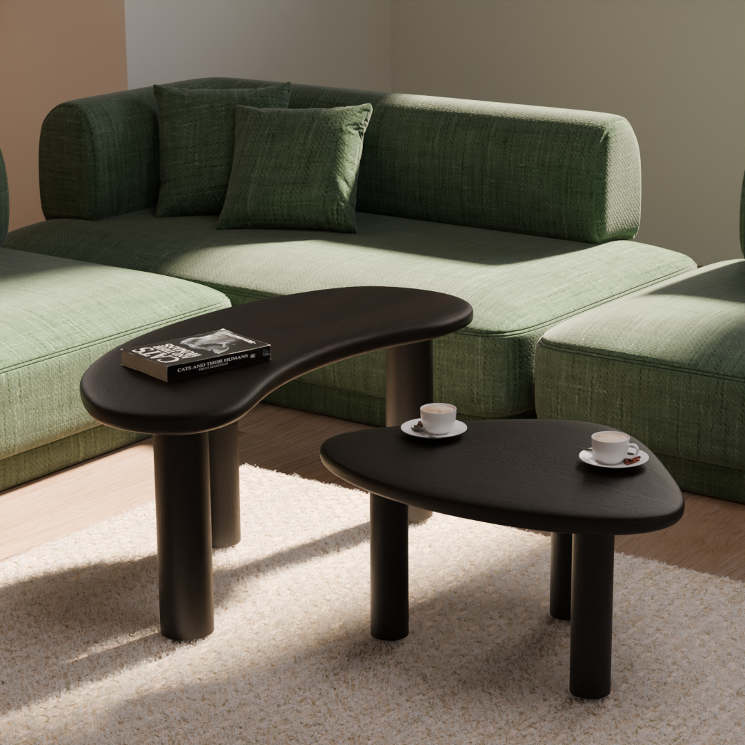 Pebble Nested Coffee Table Set  - Mango Black
