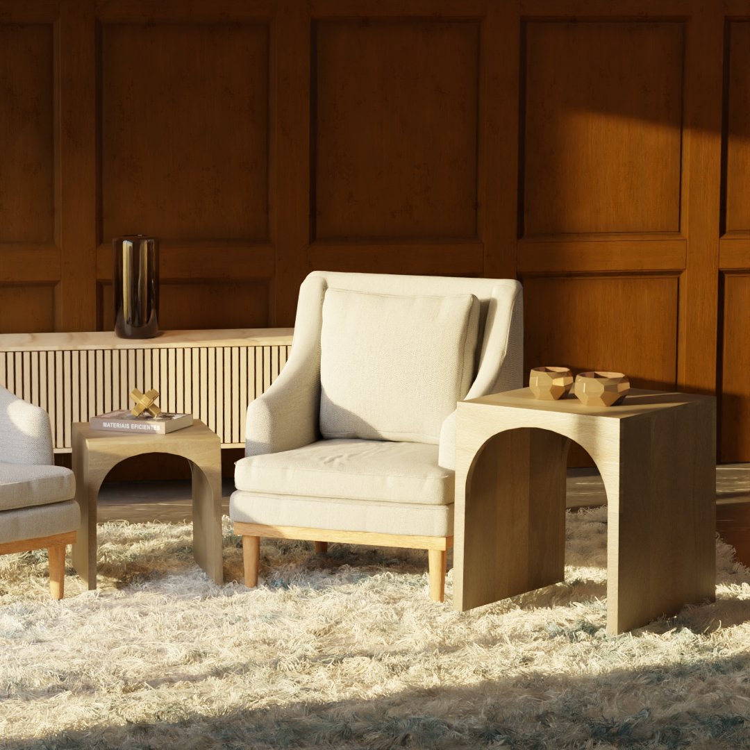 Arch Duo Mango Wood Nesting Tables - Rustic Natural Finish