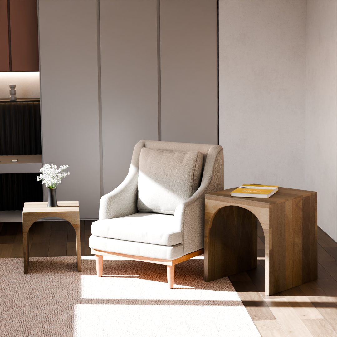 Arch Duo Mango Wood Nesting Tables - Rustic Natural Finish