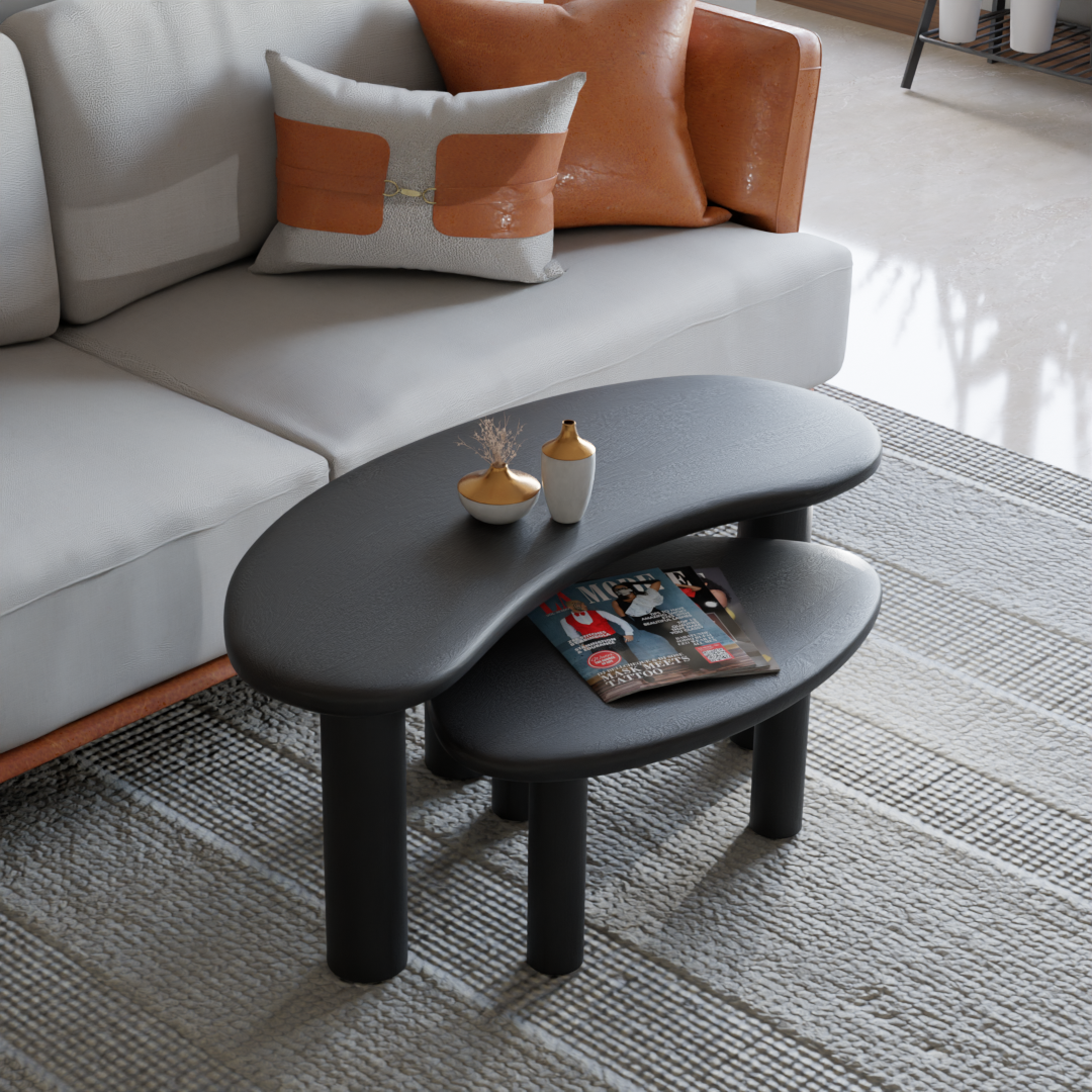 Pebble Nested Coffee Table Set  - Mango Black