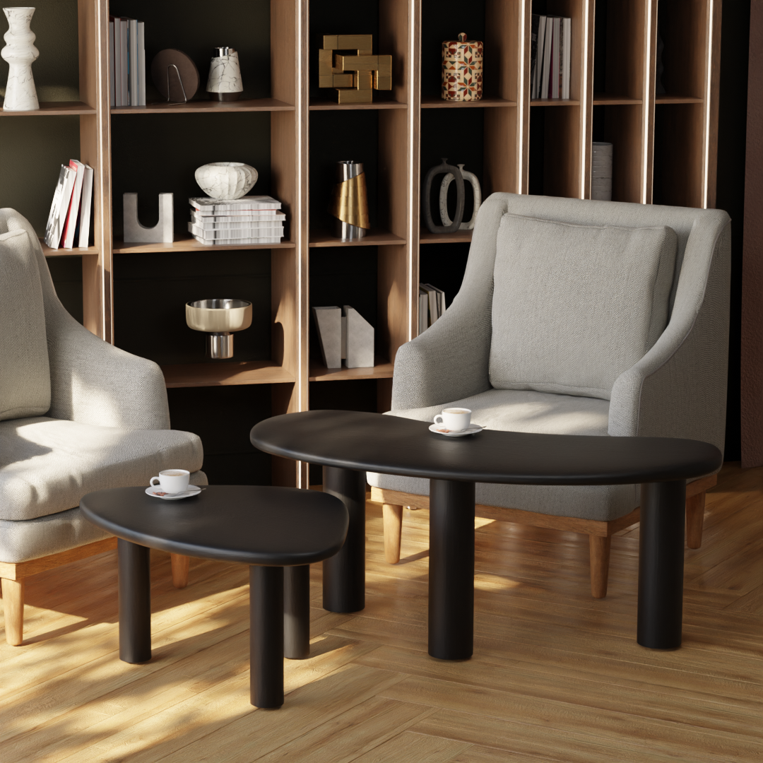 Pebble Nested Coffee Table Set  - Mango Black