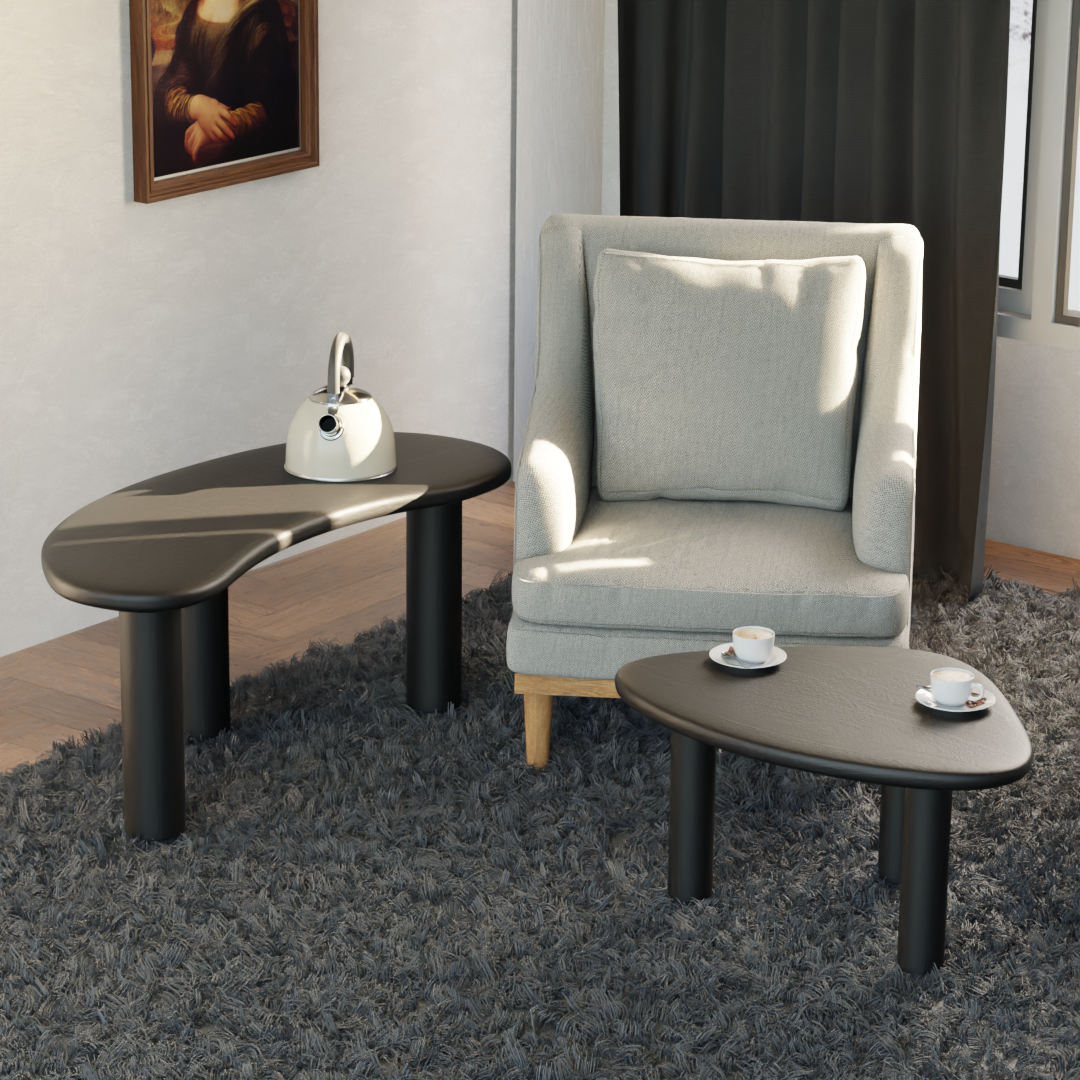 Pebble Nested Coffee Table Set  - Mango Black