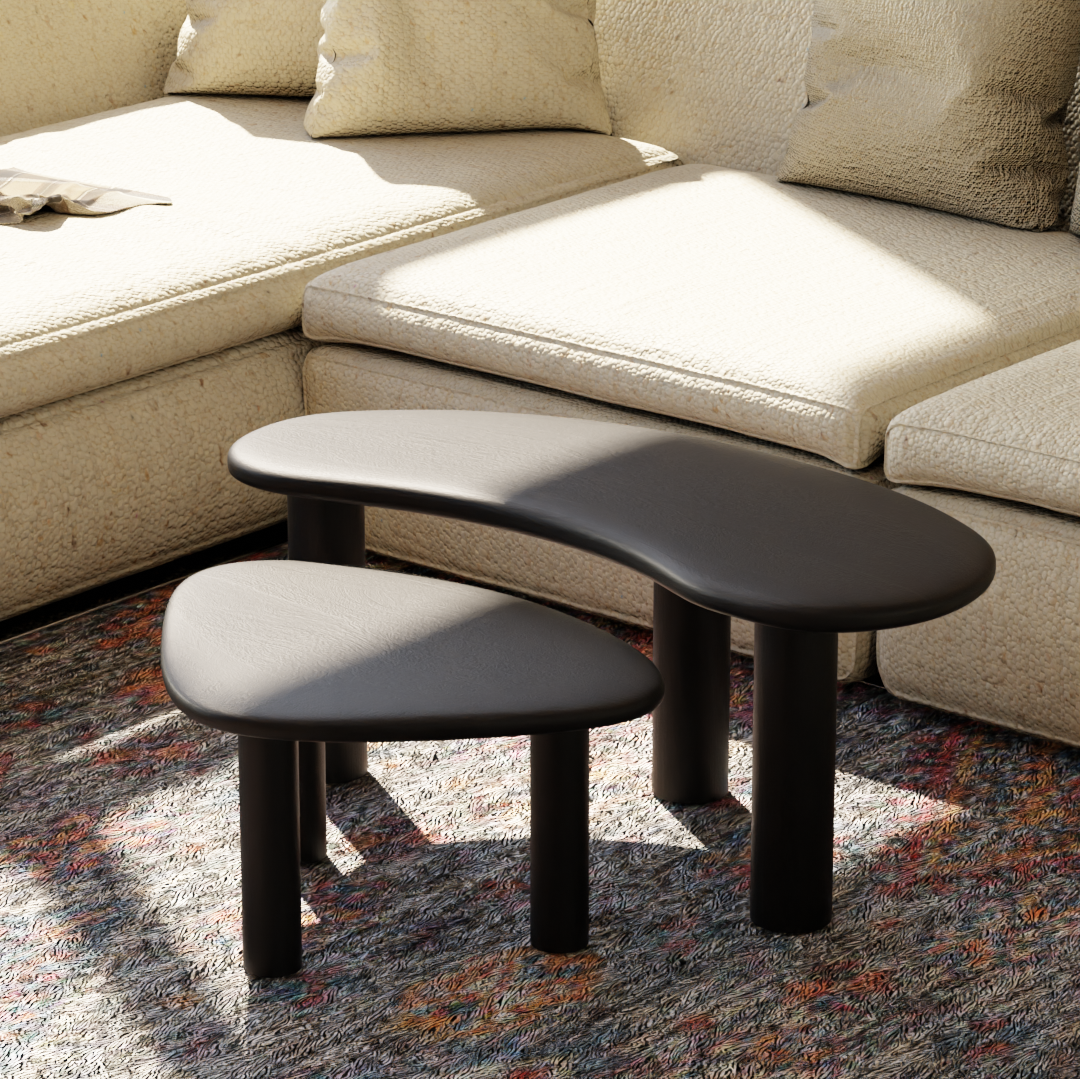 Pebble Nested Coffee Table Set  - Mango Black