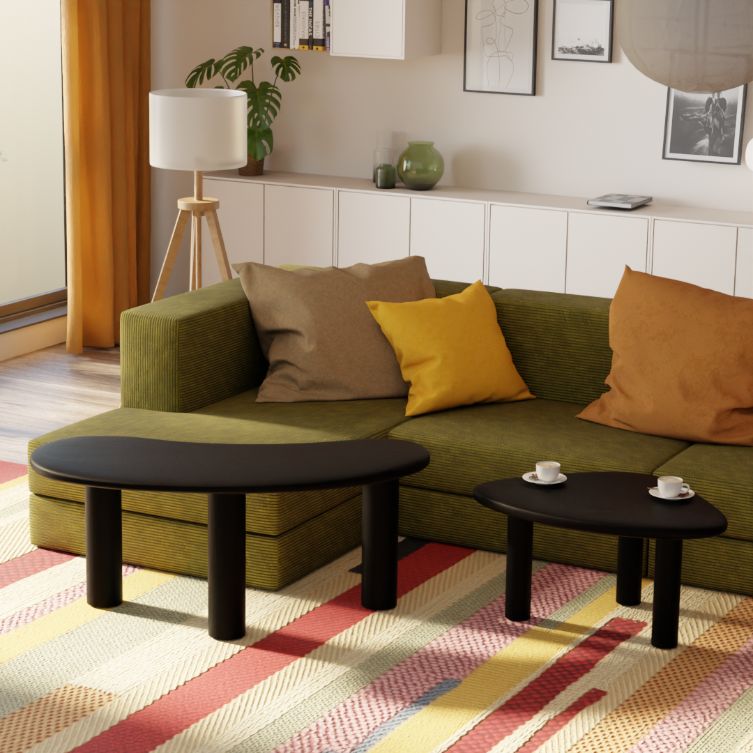 Pebble Nested Coffee Table Set  - Mango Black