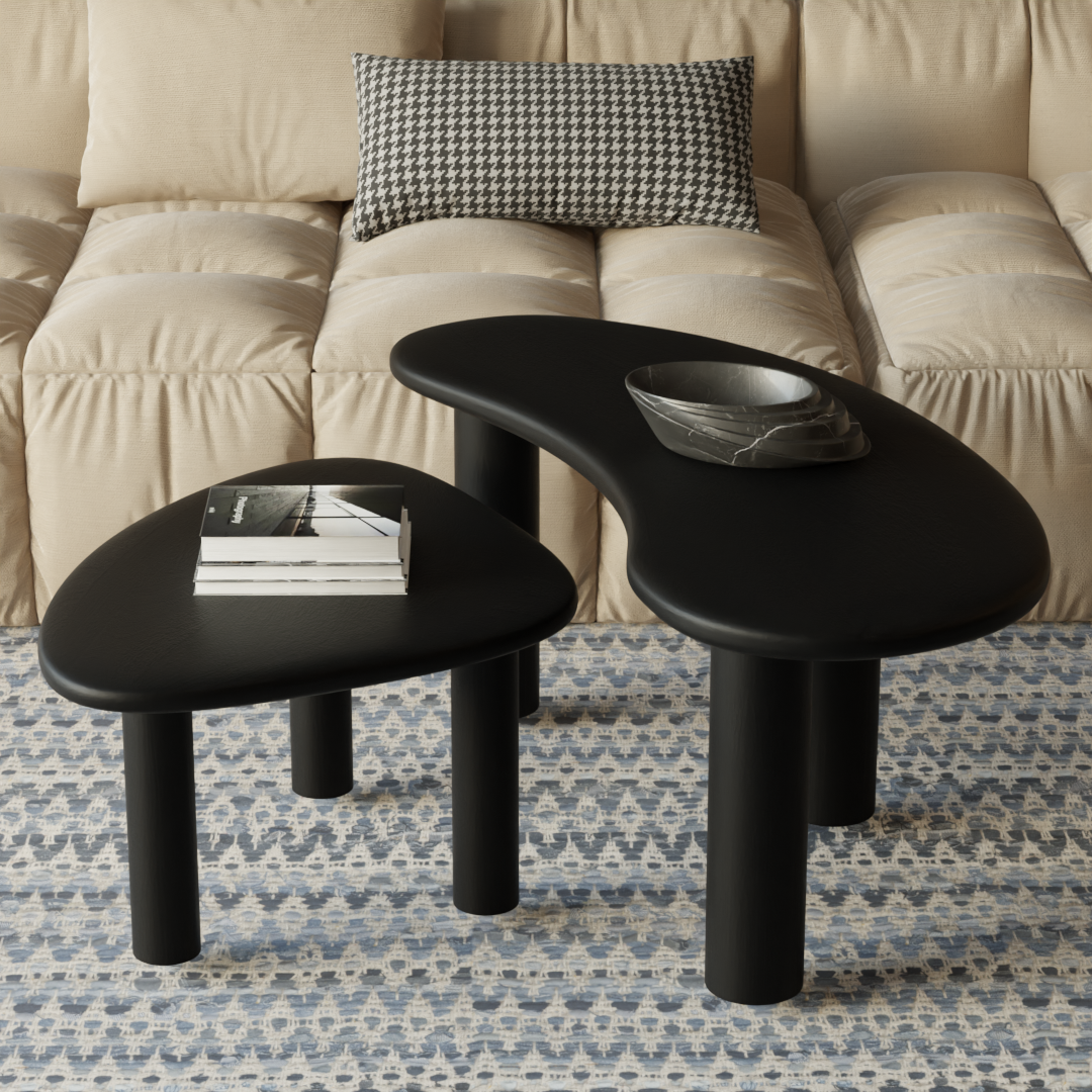 Pebble Nested Coffee Table Set  - Mango Black
