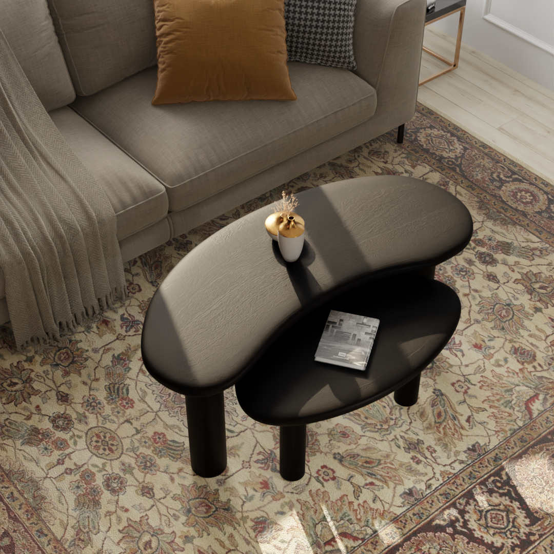 Pebble Nested Coffee Table Set  - Mango Black