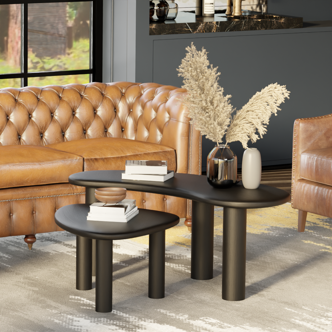 Pebble Nested Coffee Table Set  - Mango Black