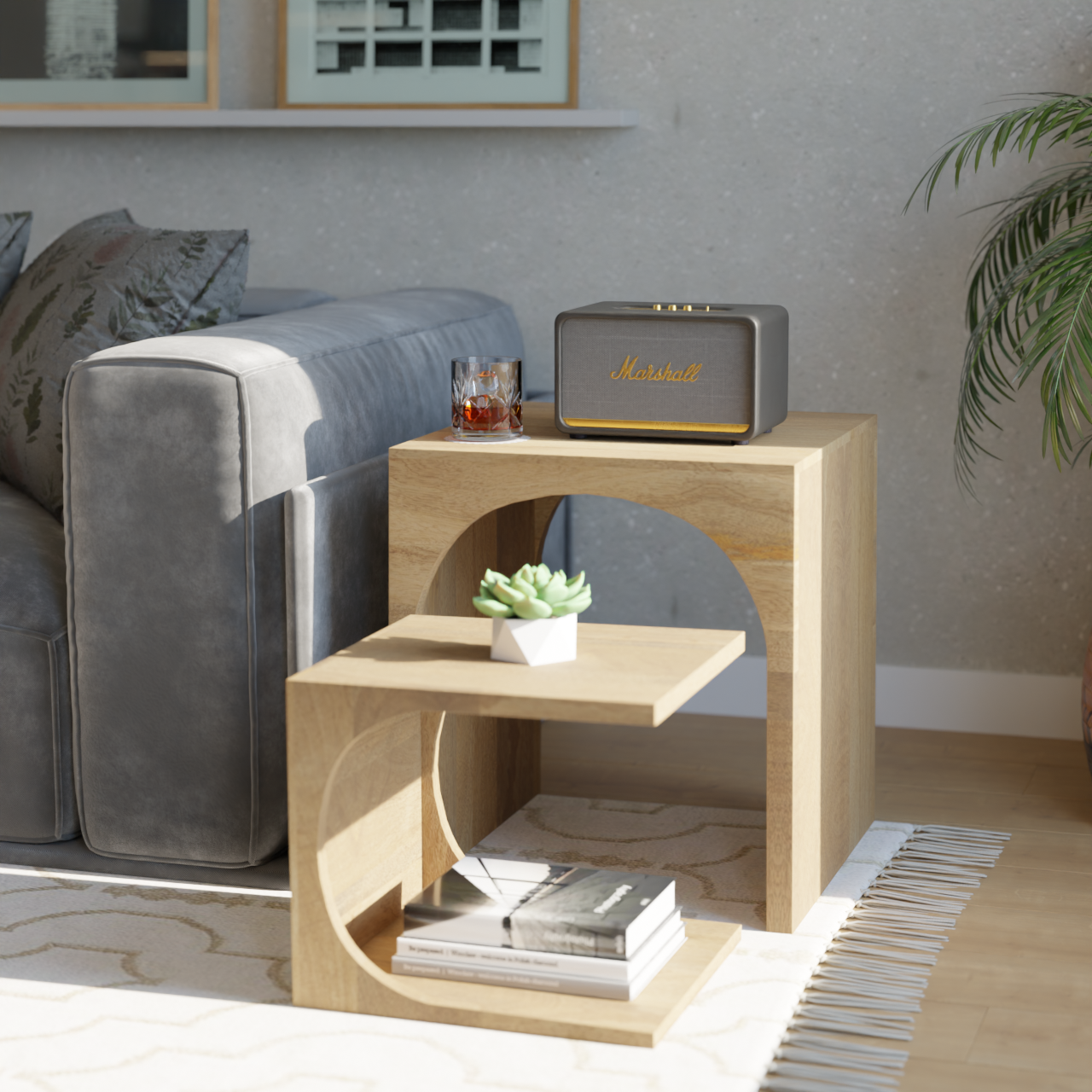 Arch Duo Mango Wood Nesting Tables - Mango Natural Finish – Relso