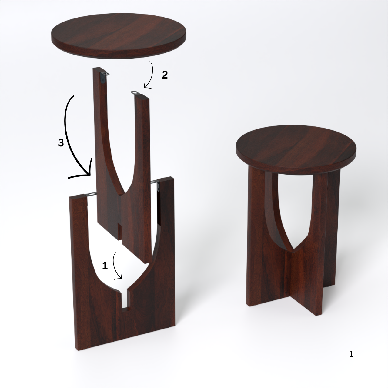 Stupa End Table (Mango wood - Walnut Finish)