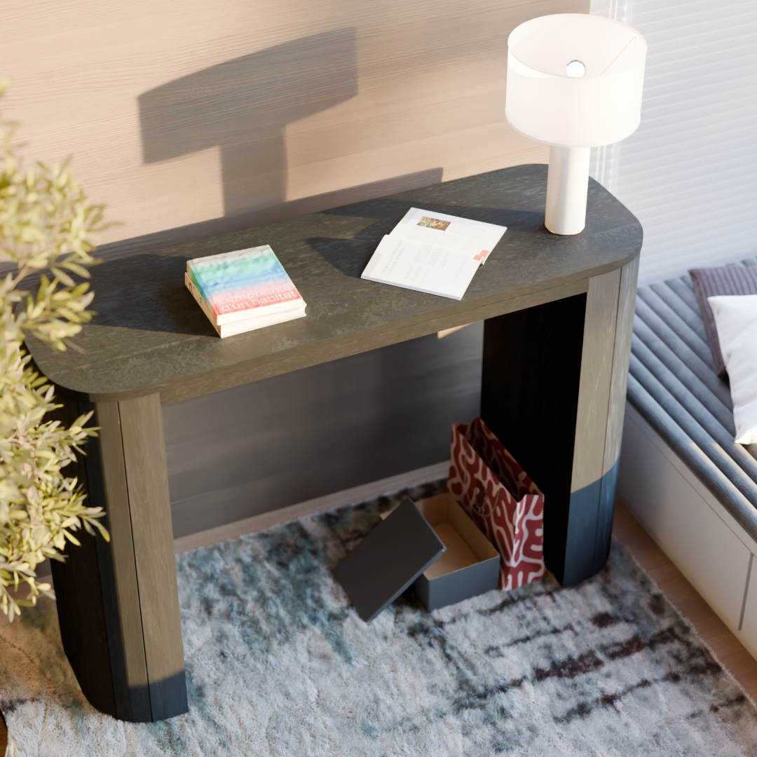 Arkos Console Table - Mango Black (Sandblasted)