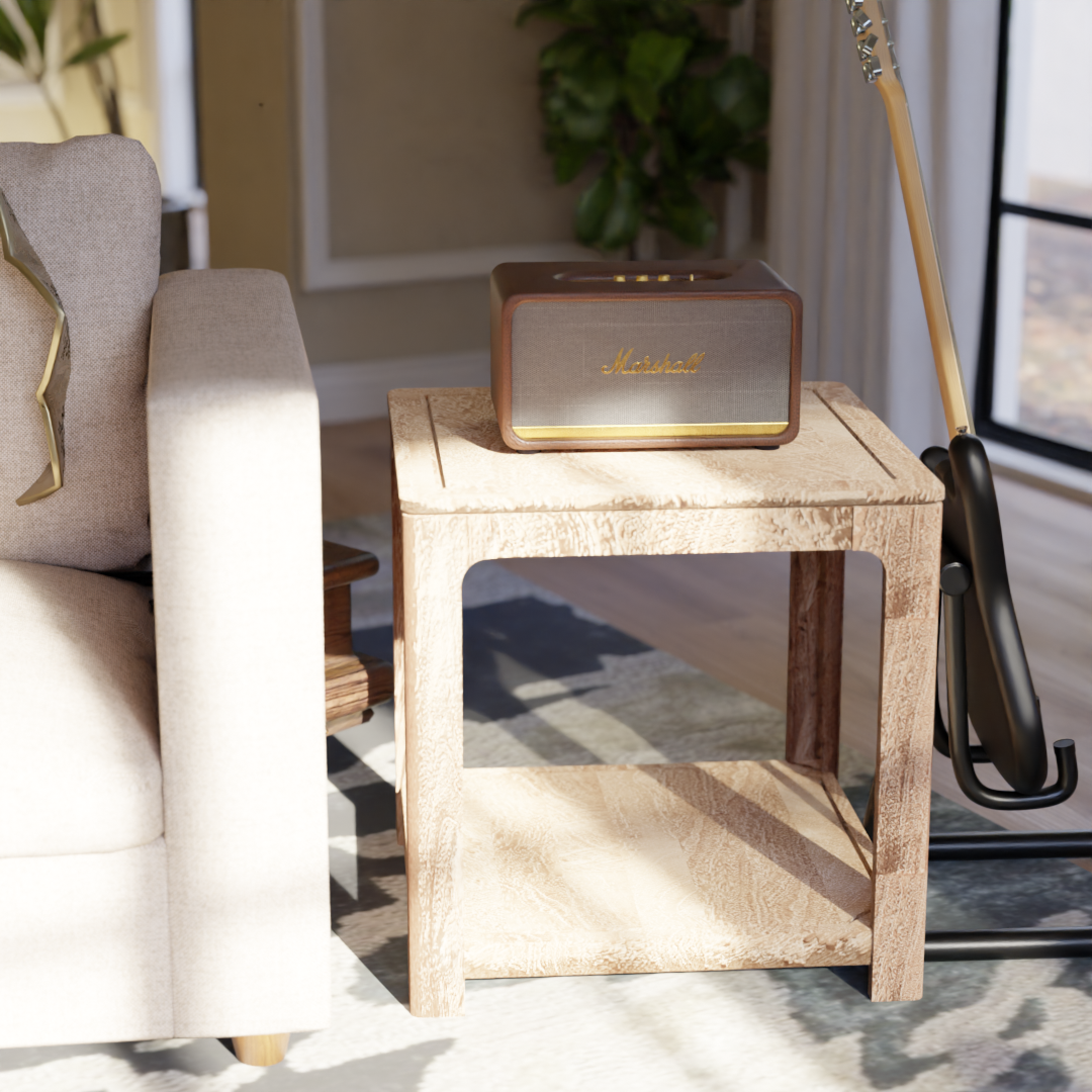 Driftwood End Table- Mango Greige (Sandblasted)