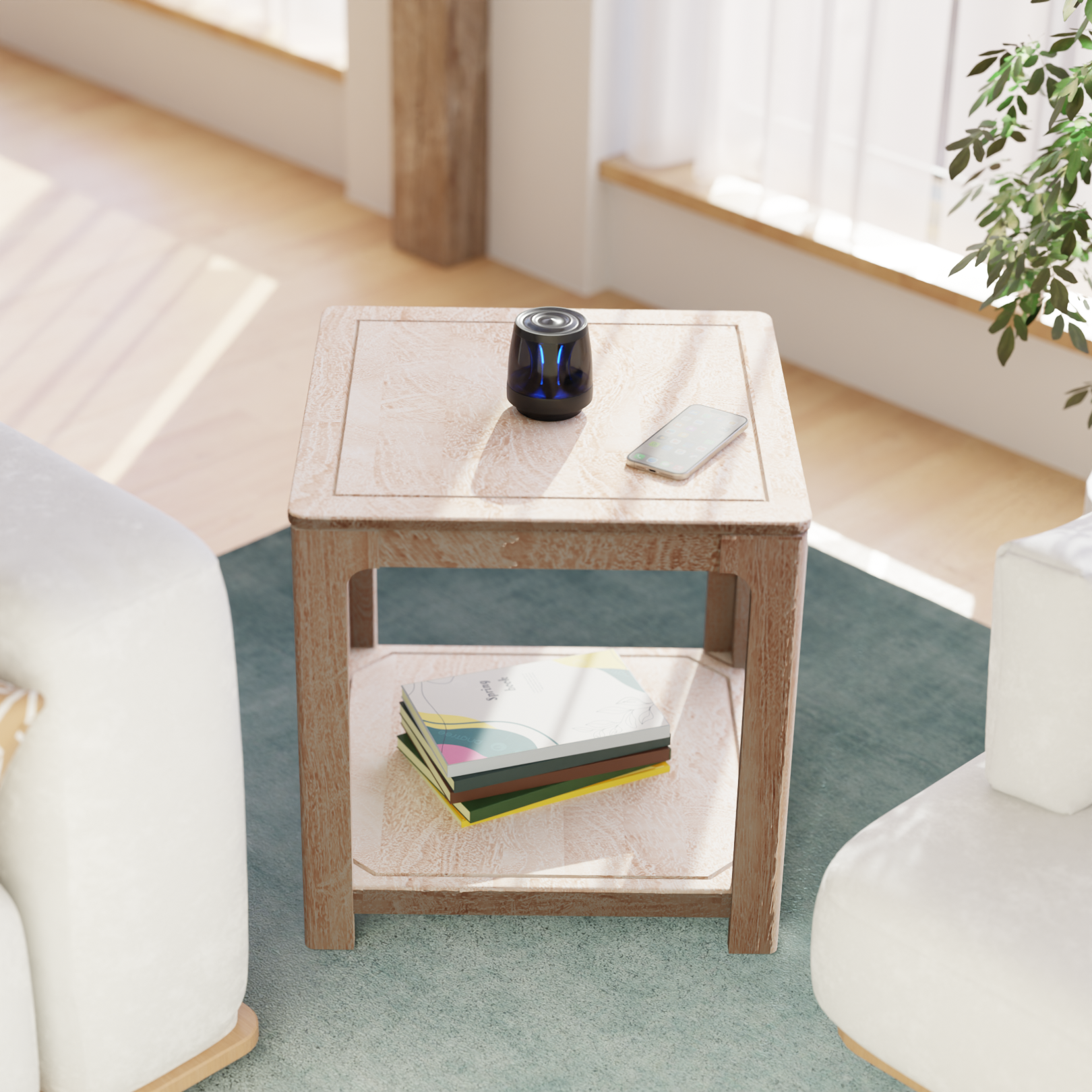 Driftwood End Table- Mango Greige (Sandblasted)