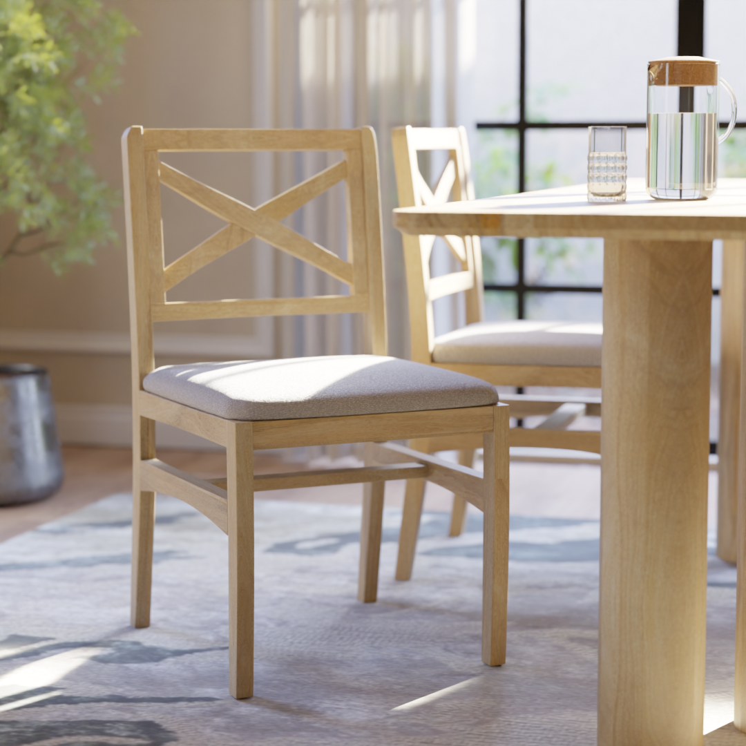 Xenia Dining Chairs (Mango Wood - Natural Finish) - Set of 2