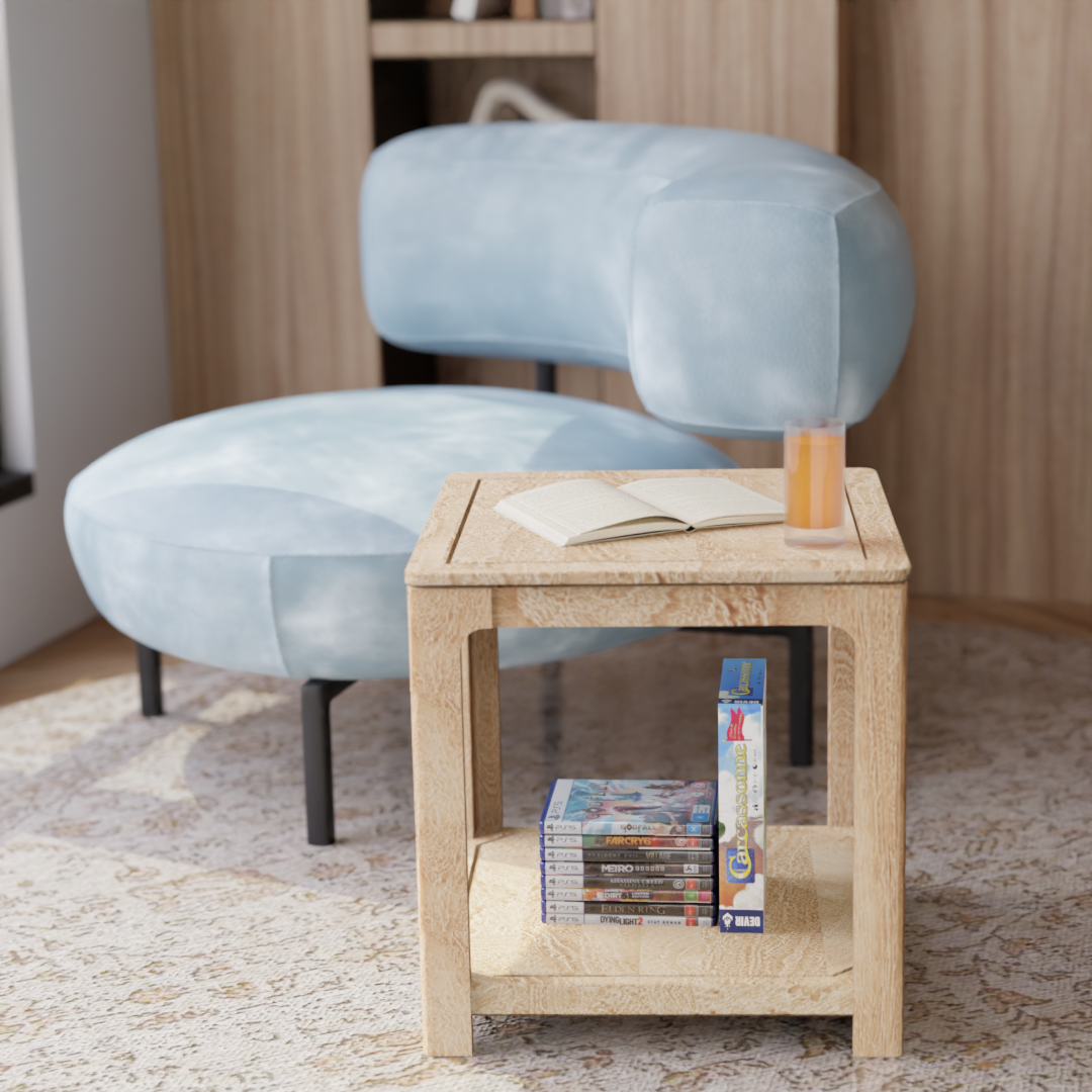 Driftwood End Table- Mango Greige (Sandblasted)