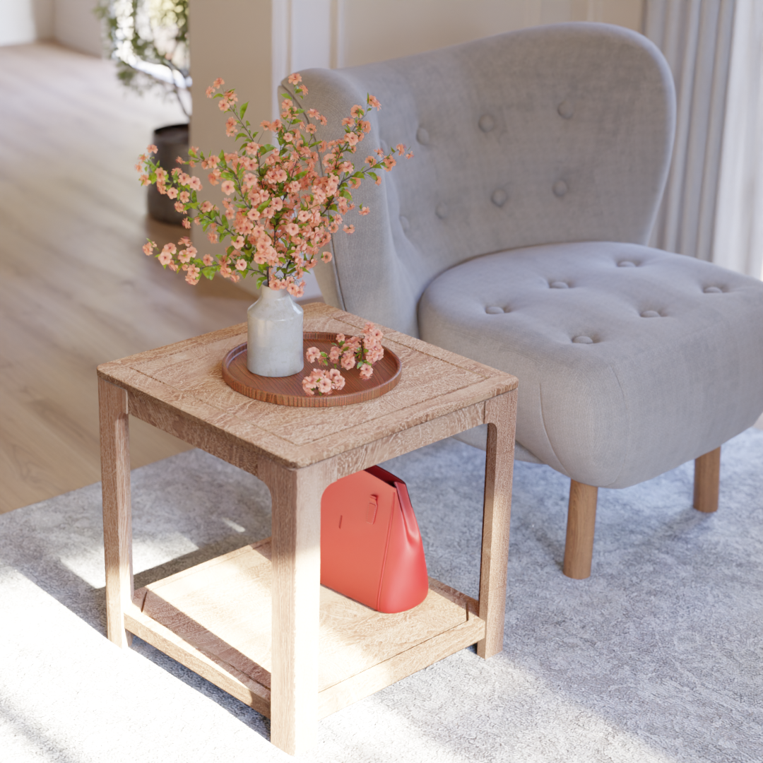 Driftwood End Table- Mango Greige (Sandblasted)