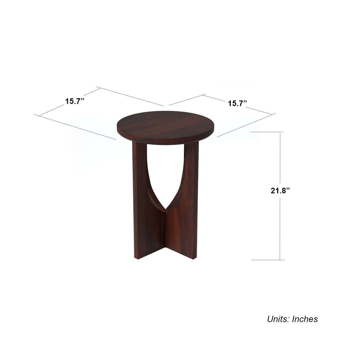 Stupa End Table (Mango wood - Walnut Finish)