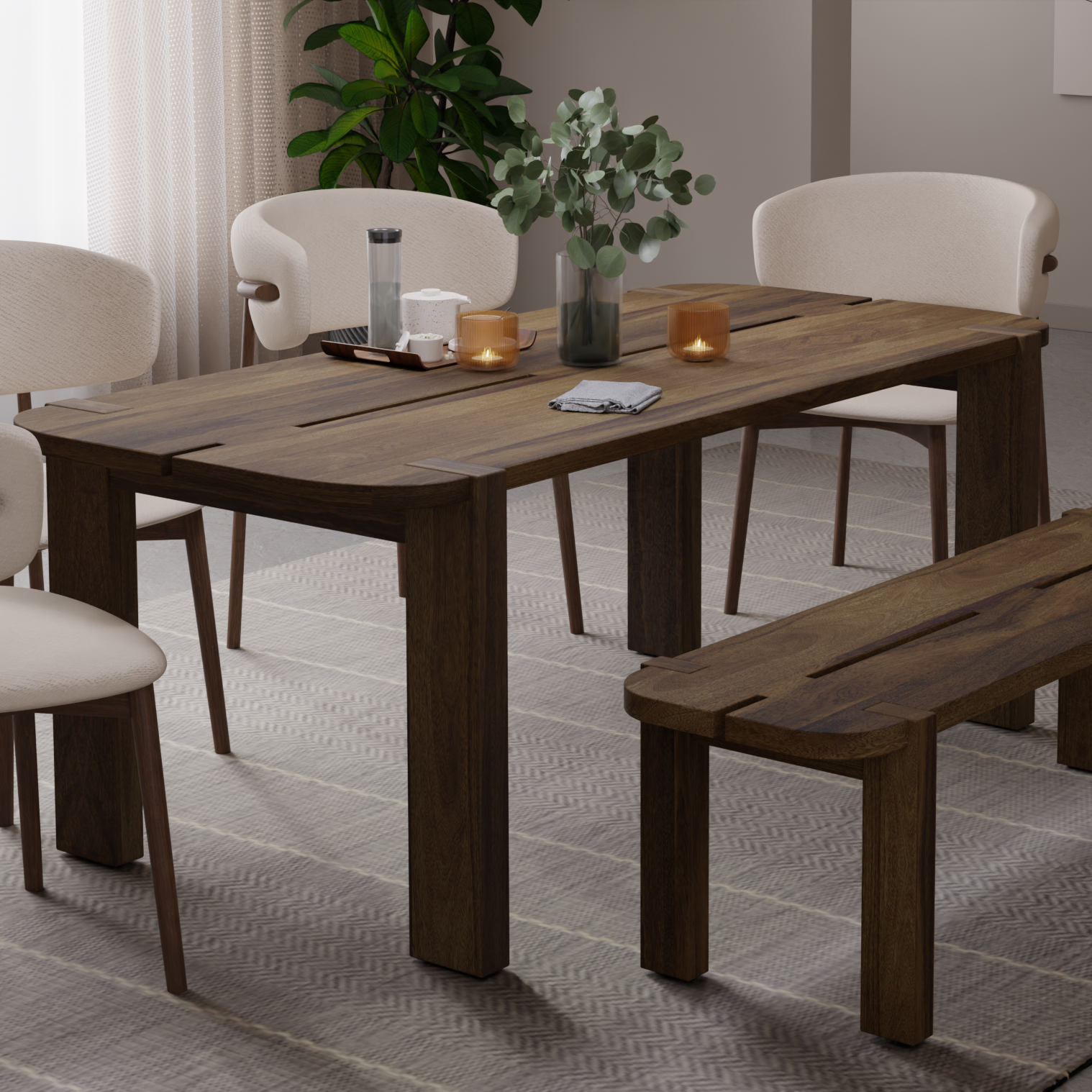 Mocha Dining Table (Mango Wood - Coffee Finish)